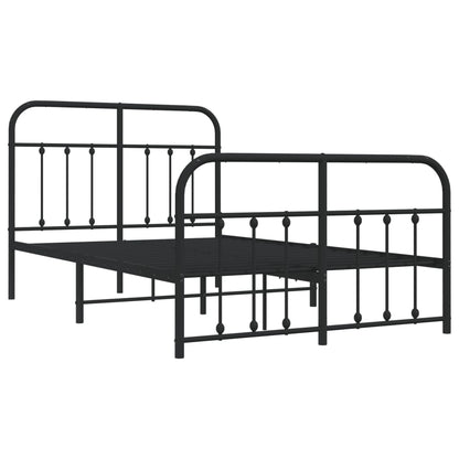 Bedframe Met Hoofd- En Voeteneinde Metaal 120 x 200 cm Zwart met hoofdbord & voetbord