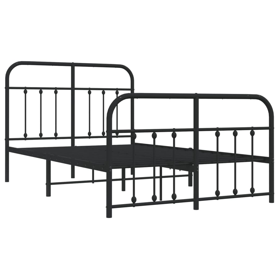 Bedframe Met Hoofd- En Voeteneinde Metaal 120 x 200 cm Zwart met hoofdbord & voetbord