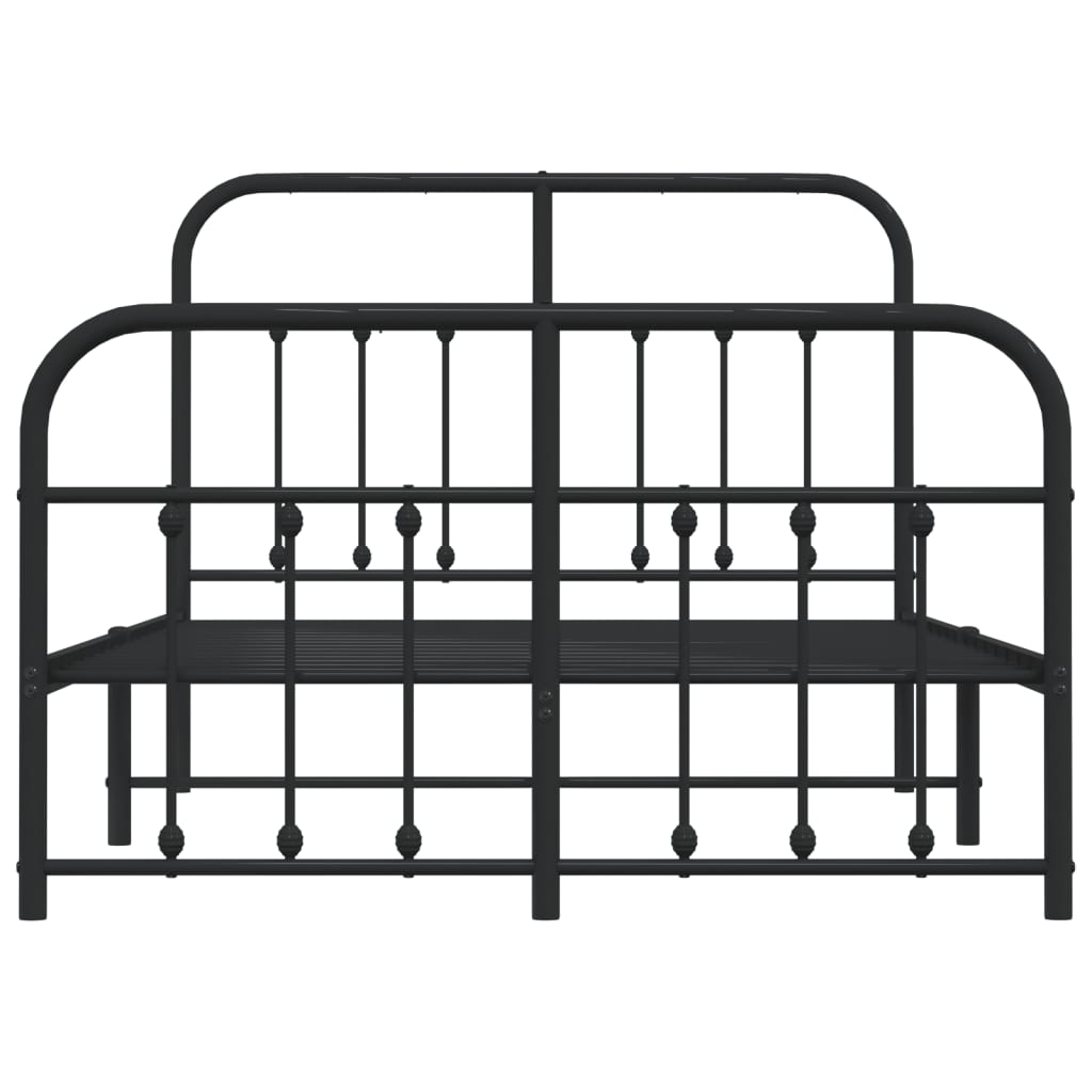 Bedframe Met Hoofd- En Voeteneinde Metaal 120 x 200 cm Zwart met hoofdbord & voetbord