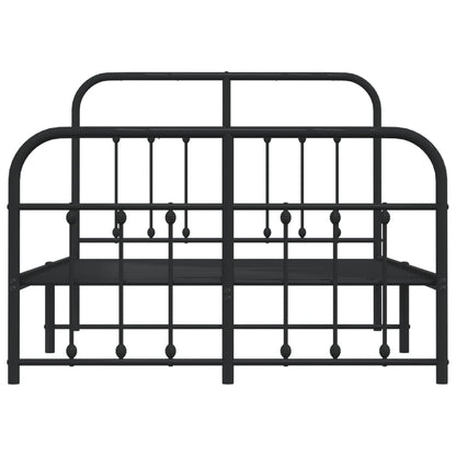 Bedframe Met Hoofd- En Voeteneinde Metaal 120 x 200 cm Zwart met hoofdbord & voetbord