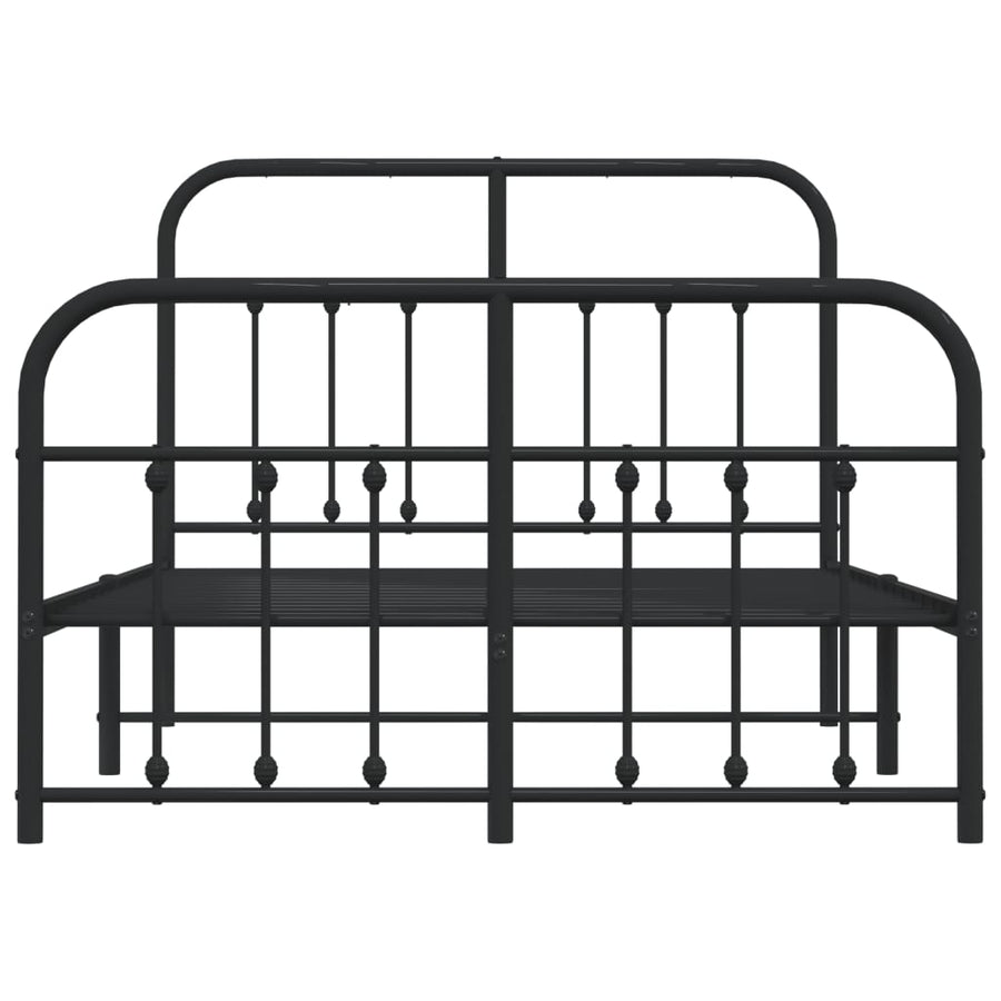 Bedframe Met Hoofd- En Voeteneinde Metaal 120 x 200 cm Zwart met hoofdbord & voetbord