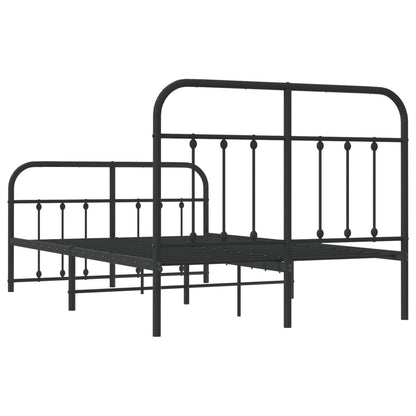 Bedframe Met Hoofd- En Voeteneinde Metaal 120 x 200 cm Zwart met hoofdbord & voetbord