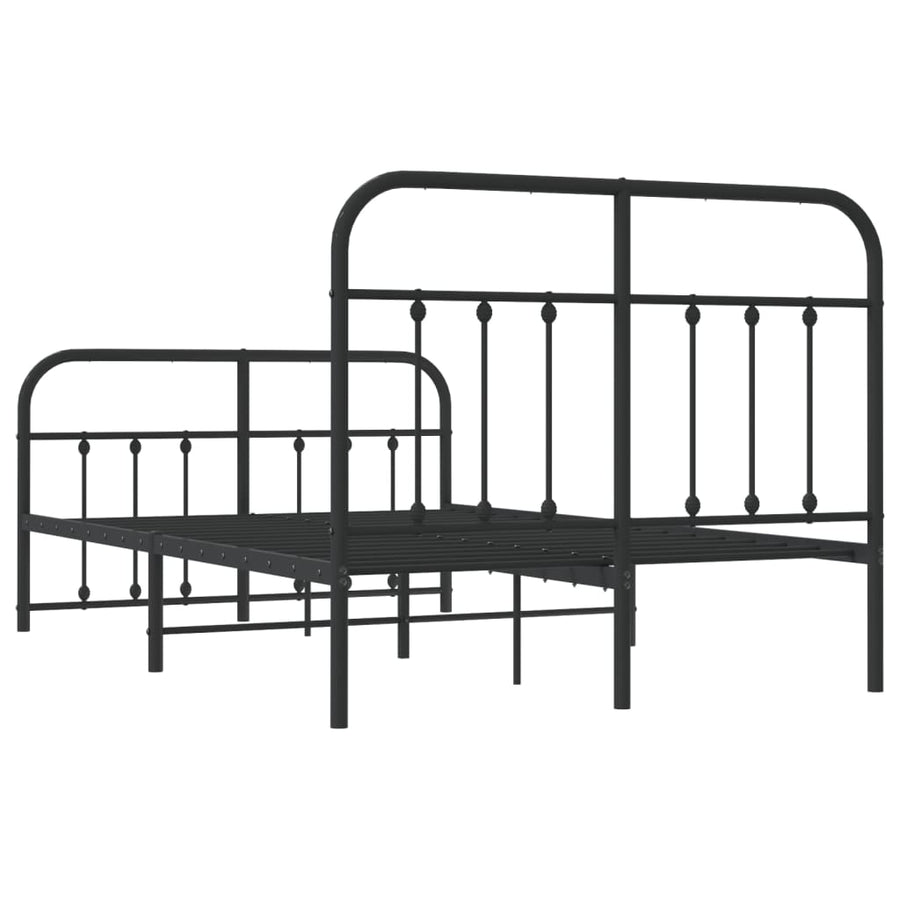 Bedframe Met Hoofd- En Voeteneinde Metaal 120 x 200 cm Zwart met hoofdbord & voetbord