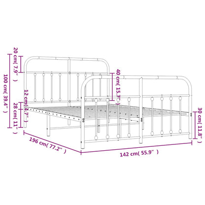 Bedframe Met Hoofd- En Voeteneinde Metaal 135 x 190 cm
