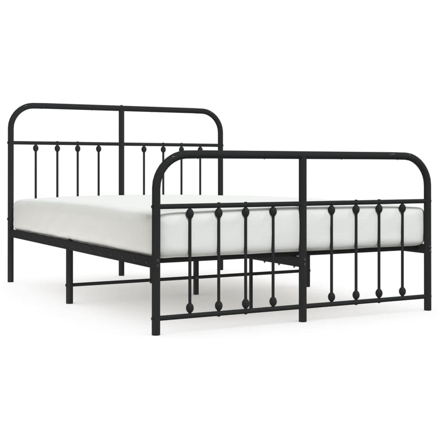 Bedframe Met Hoofd- En Voeteneinde Metaal 140 x 200 cm Zwart met hoofdbord & voetbord