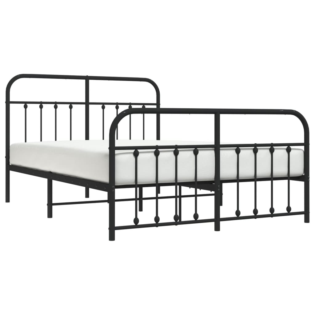 Bedframe Met Hoofd- En Voeteneinde Metaal 140 x 200 cm Zwart met hoofdbord & voetbord