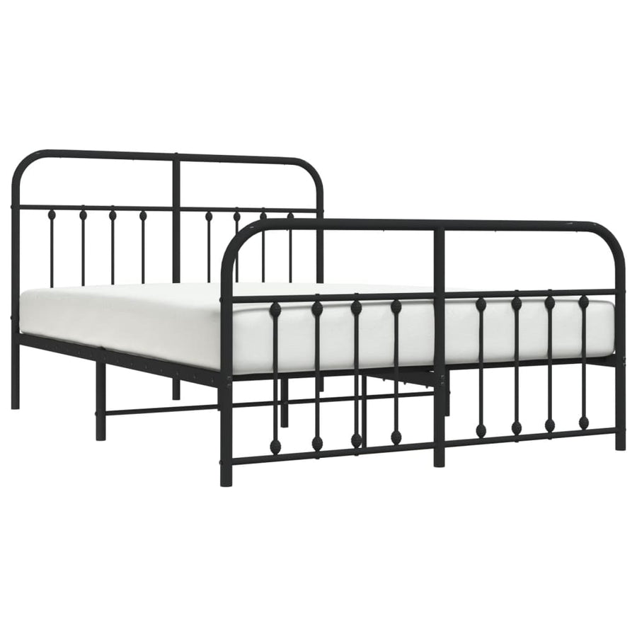 Bedframe Met Hoofd- En Voeteneinde Metaal 140 x 200 cm Zwart met hoofdbord & voetbord