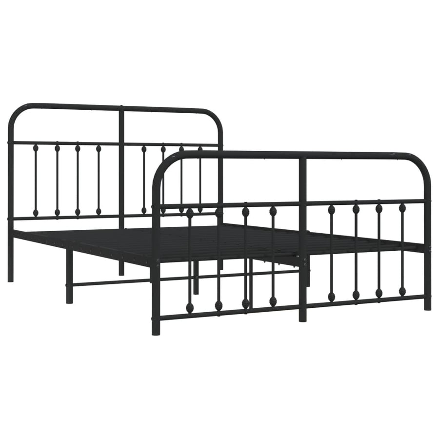 Bedframe Met Hoofd- En Voeteneinde Metaal 140 x 200 cm Zwart met hoofdbord & voetbord