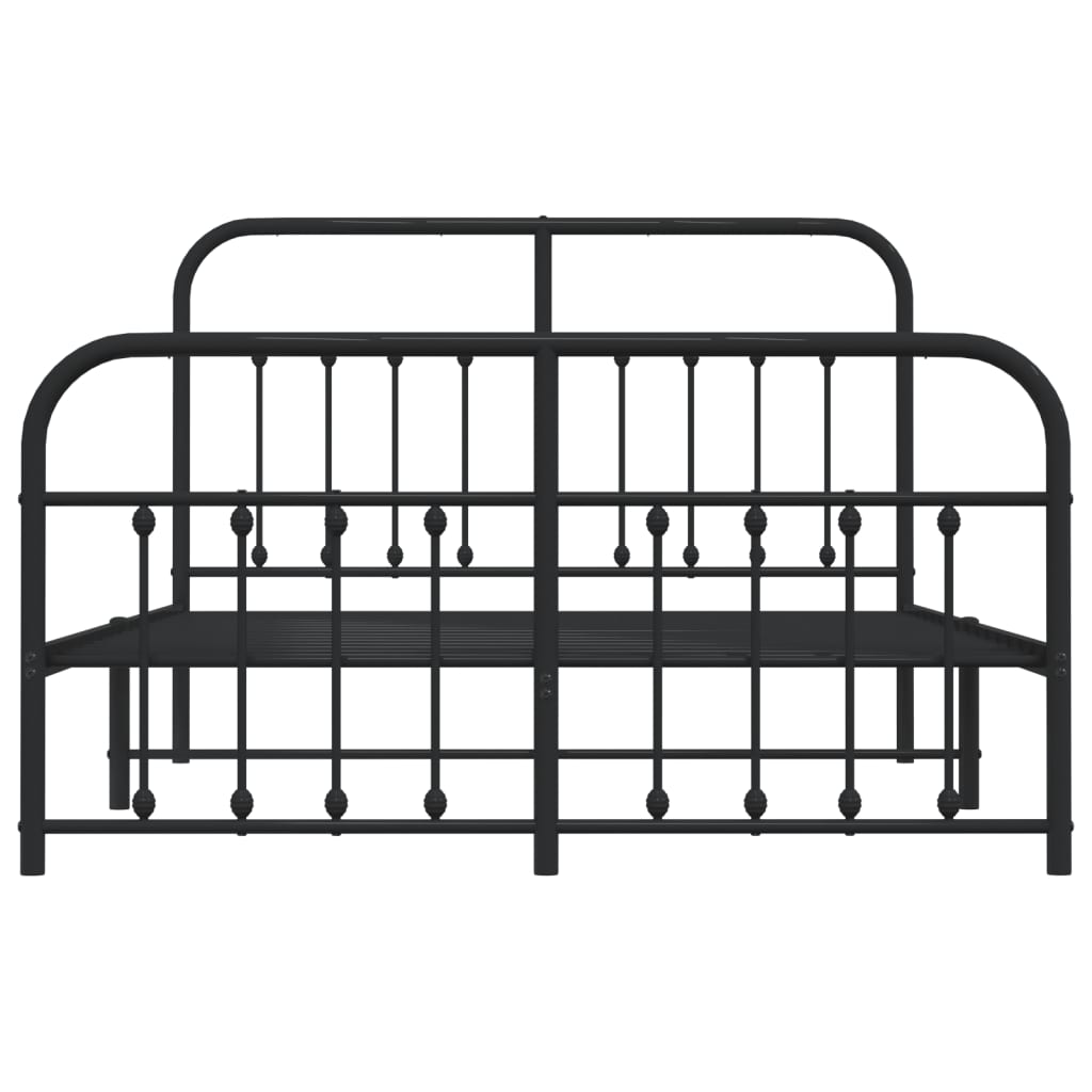 Bedframe Met Hoofd- En Voeteneinde Metaal 140 x 200 cm Zwart met hoofdbord & voetbord