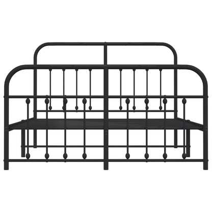 Bedframe Met Hoofd- En Voeteneinde Metaal 140 x 200 cm Zwart met hoofdbord & voetbord