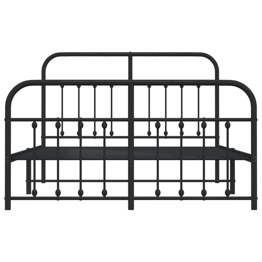 Bedframe Met Hoofd- En Voeteneinde Metaal 140 x 200 cm Zwart met hoofdbord & voetbord
