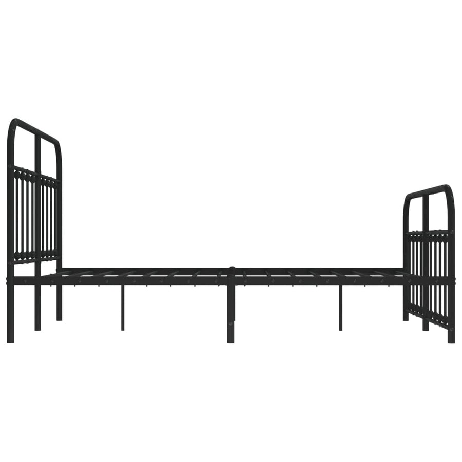 Bedframe Met Hoofd- En Voeteneinde Metaal 140 x 200 cm Zwart met hoofdbord & voetbord