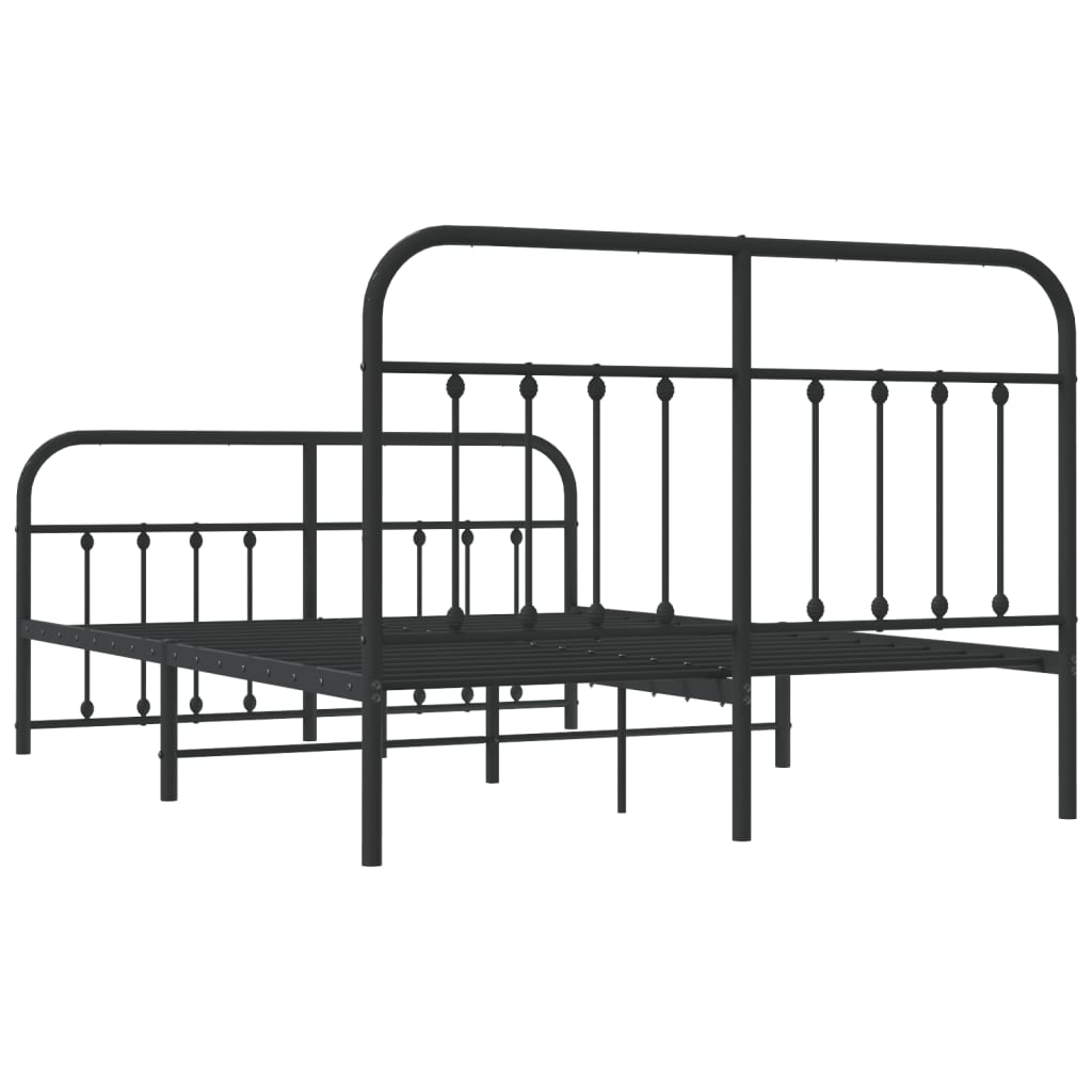 Bedframe Met Hoofd- En Voeteneinde Metaal 140 x 200 cm Zwart met hoofdbord & voetbord