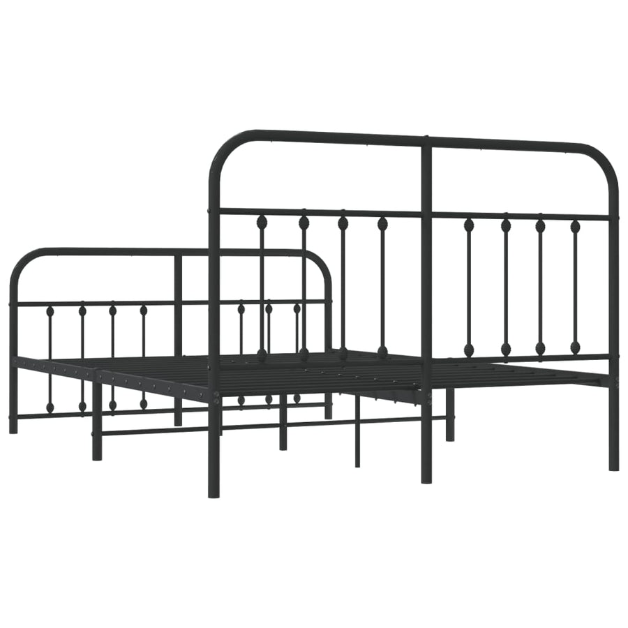 Bedframe Met Hoofd- En Voeteneinde Metaal 140 x 200 cm Zwart met hoofdbord & voetbord