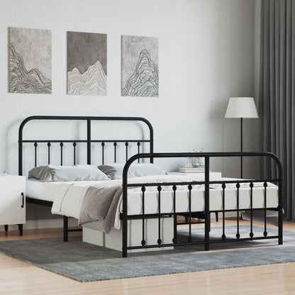 Bedframe Met Hoofd- En Voeteneinde Metaal 140 x 200 cm Zwart met hoofdbord & voetbord