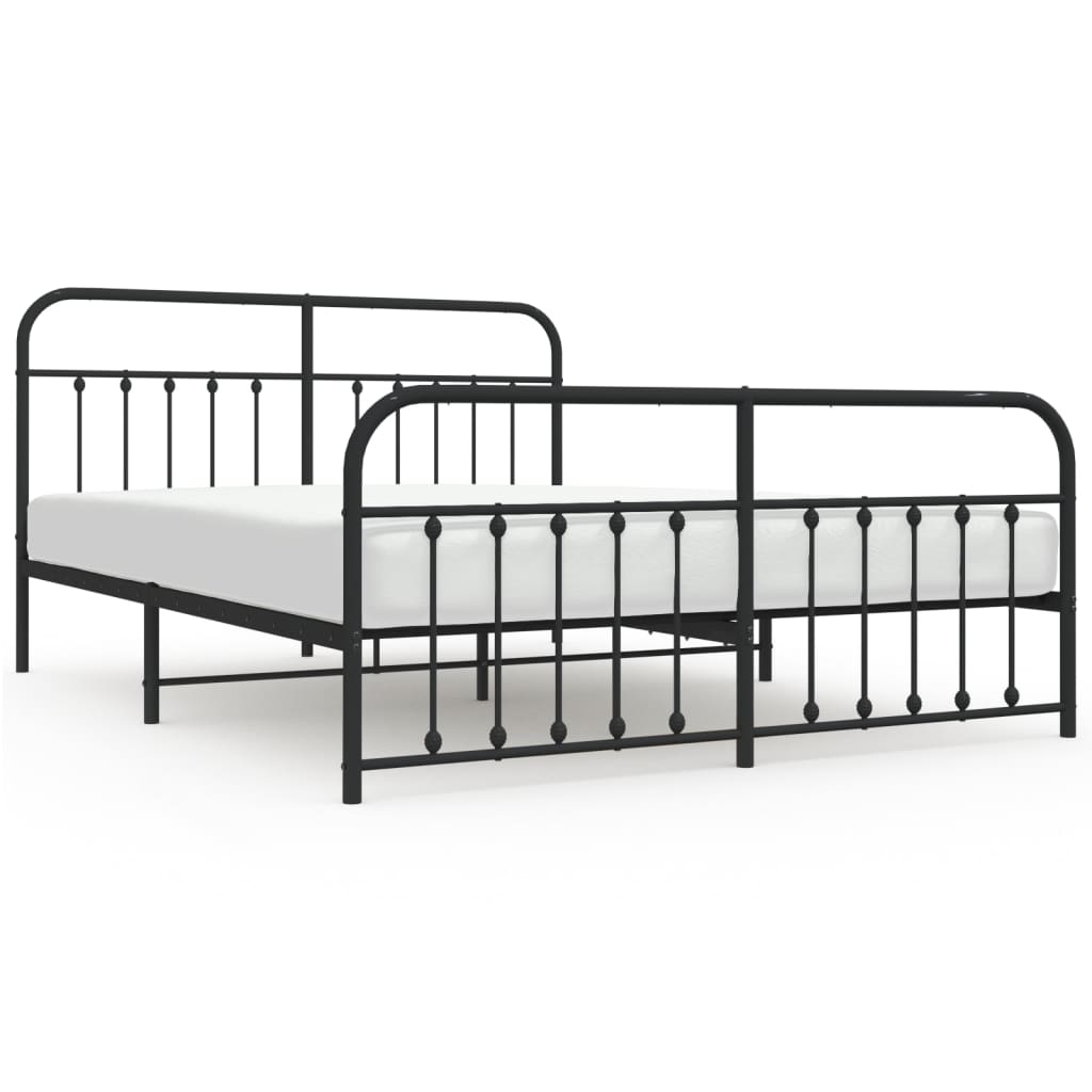 Bedframe Met Hoofd- En Voeteneinde Metaal 183 x 213 cm Zwart met hoofdbord & voetbord