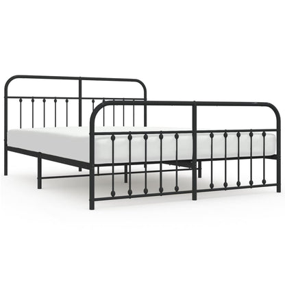 Bedframe Met Hoofd- En Voeteneinde Metaal 183 x 213 cm Zwart met hoofdbord & voetbord