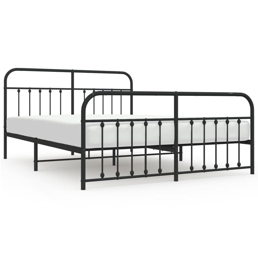 Bedframe Met Hoofd- En Voeteneinde Metaal 183 x 213 cm Zwart met hoofdbord & voetbord