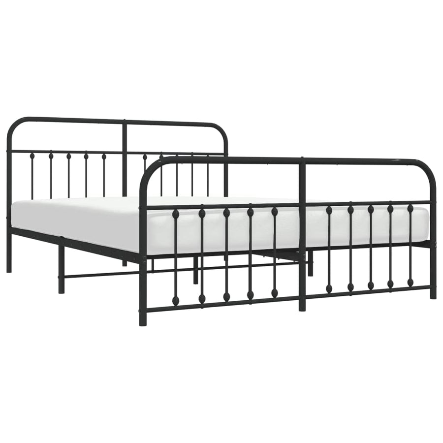 Bedframe Met Hoofd- En Voeteneinde Metaal 183 x 213 cm Zwart met hoofdbord & voetbord