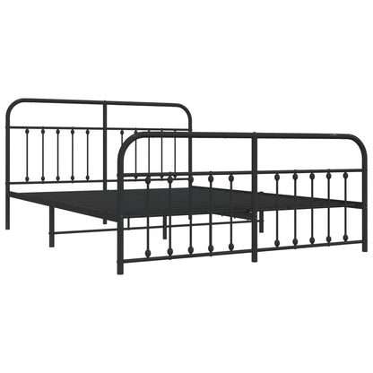 Bedframe Met Hoofd- En Voeteneinde Metaal 183 x 213 cm Zwart met hoofdbord & voetbord