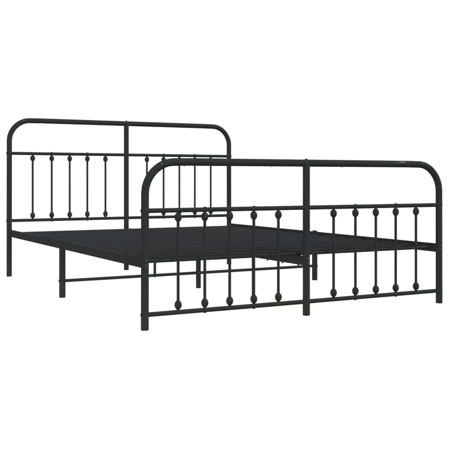 Bedframe Met Hoofd- En Voeteneinde Metaal 183 x 213 cm Zwart met hoofdbord & voetbord