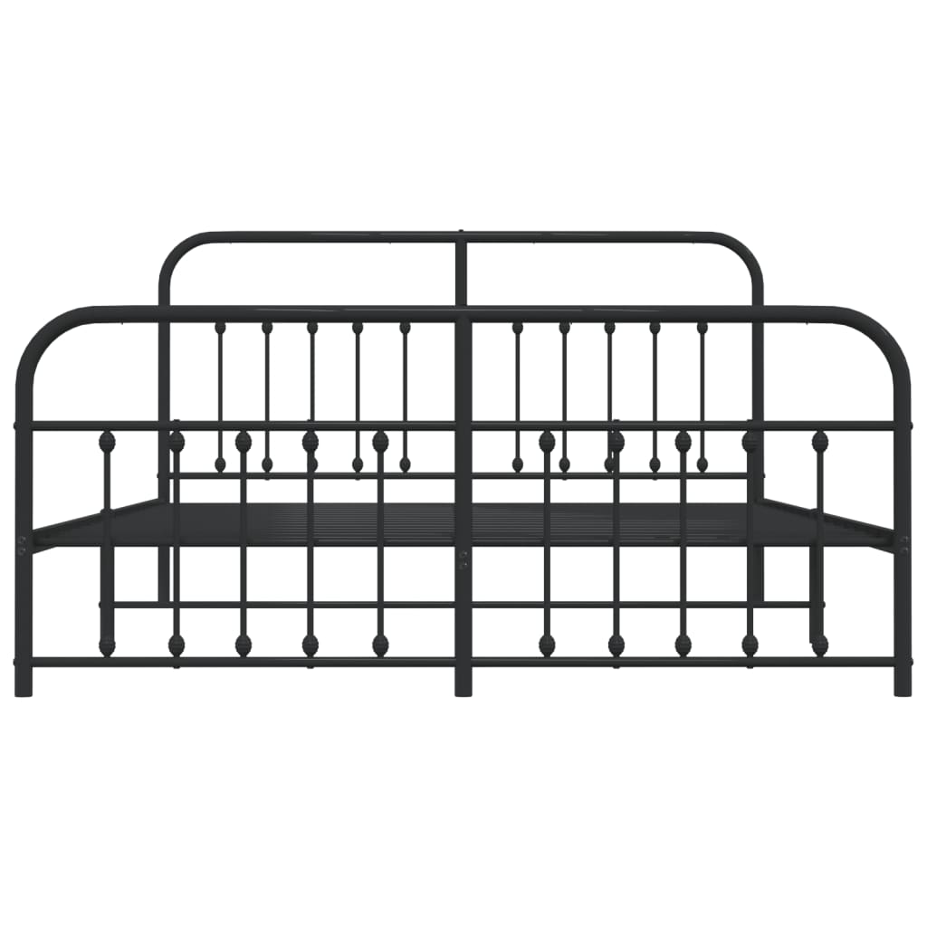 Bedframe Met Hoofd- En Voeteneinde Metaal 183 x 213 cm Zwart met hoofdbord & voetbord