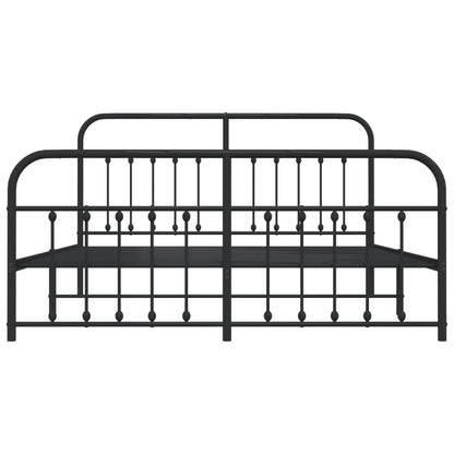 Bedframe Met Hoofd- En Voeteneinde Metaal 183 x 213 cm Zwart met hoofdbord & voetbord