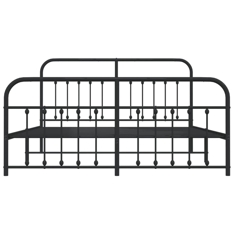 Bedframe Met Hoofd- En Voeteneinde Metaal 183 x 213 cm Zwart met hoofdbord & voetbord