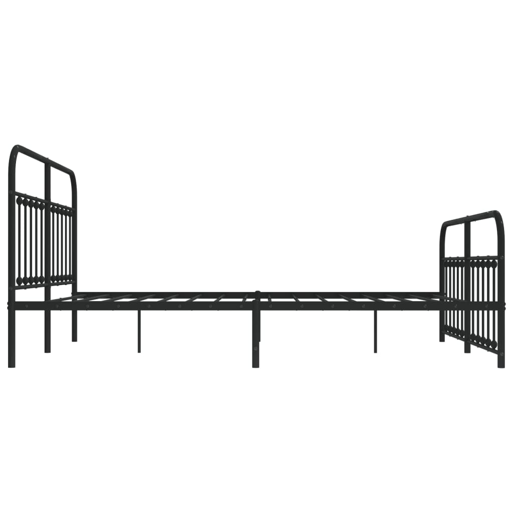 Bedframe Met Hoofd- En Voeteneinde Metaal 183 x 213 cm Zwart met hoofdbord & voetbord