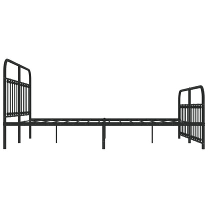 Bedframe Met Hoofd- En Voeteneinde Metaal 183 x 213 cm Zwart met hoofdbord & voetbord