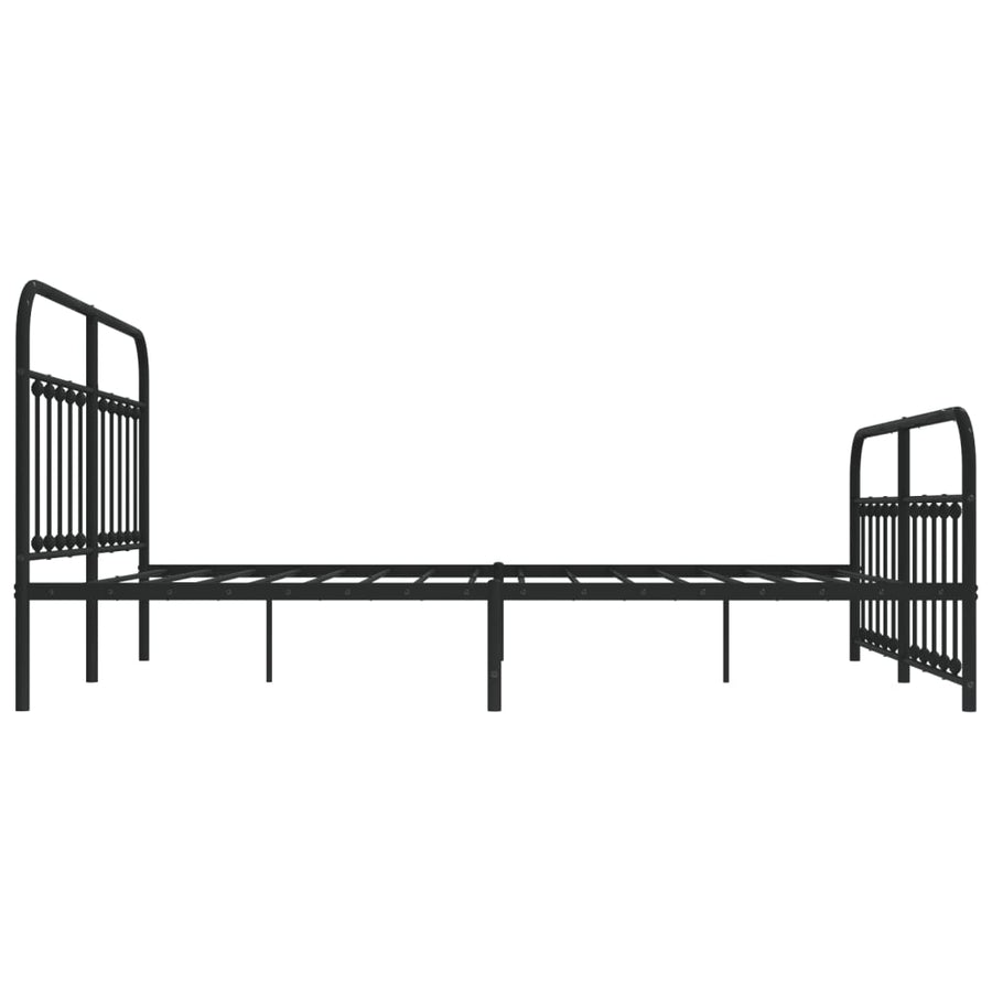 Bedframe Met Hoofd- En Voeteneinde Metaal 183 x 213 cm Zwart met hoofdbord & voetbord