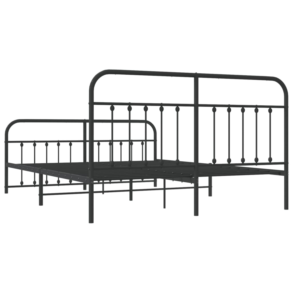 Bedframe Met Hoofd- En Voeteneinde Metaal 183 x 213 cm Zwart met hoofdbord & voetbord