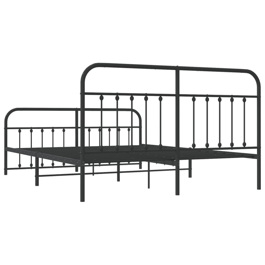 Bedframe Met Hoofd- En Voeteneinde Metaal 183 x 213 cm Zwart met hoofdbord & voetbord
