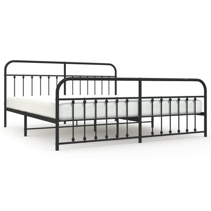 Bedframe Met Hoofd- En Voeteneinde Metaal 193 x 203 cm Zwart met hoofdbord & voetbord