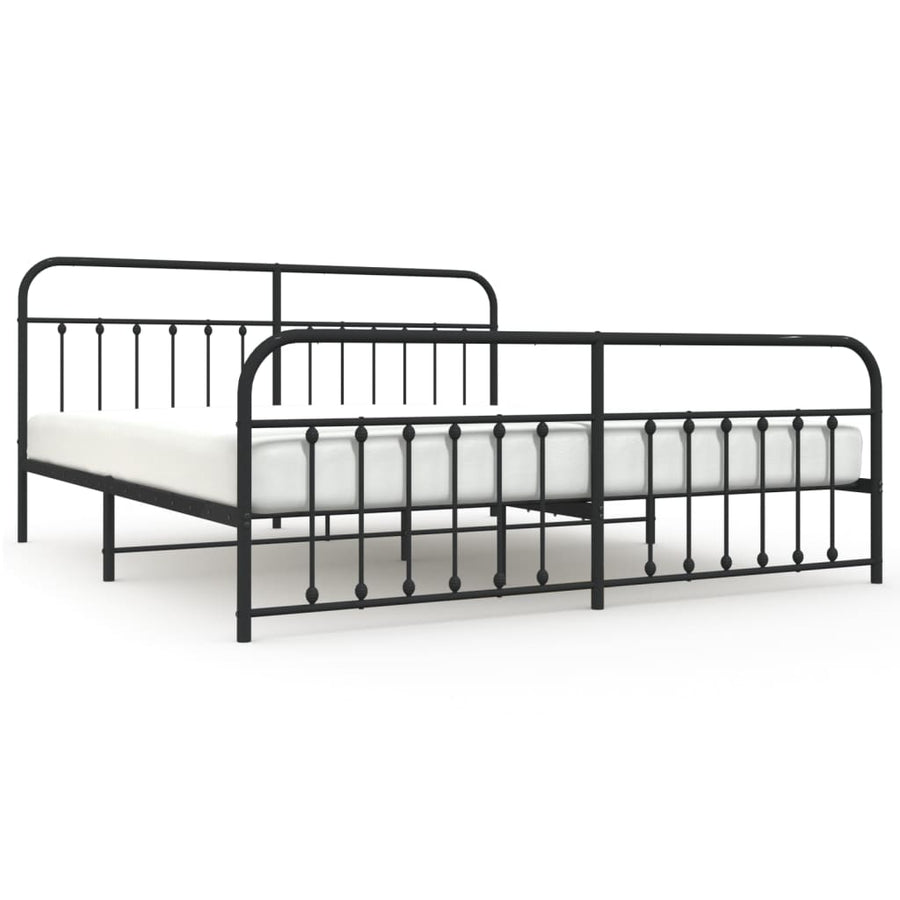Bedframe Met Hoofd- En Voeteneinde Metaal 193 x 203 cm Zwart met hoofdbord & voetbord