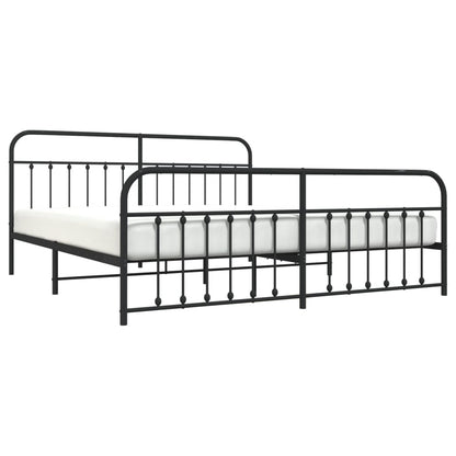 Bedframe Met Hoofd- En Voeteneinde Metaal 193 x 203 cm Zwart met hoofdbord & voetbord