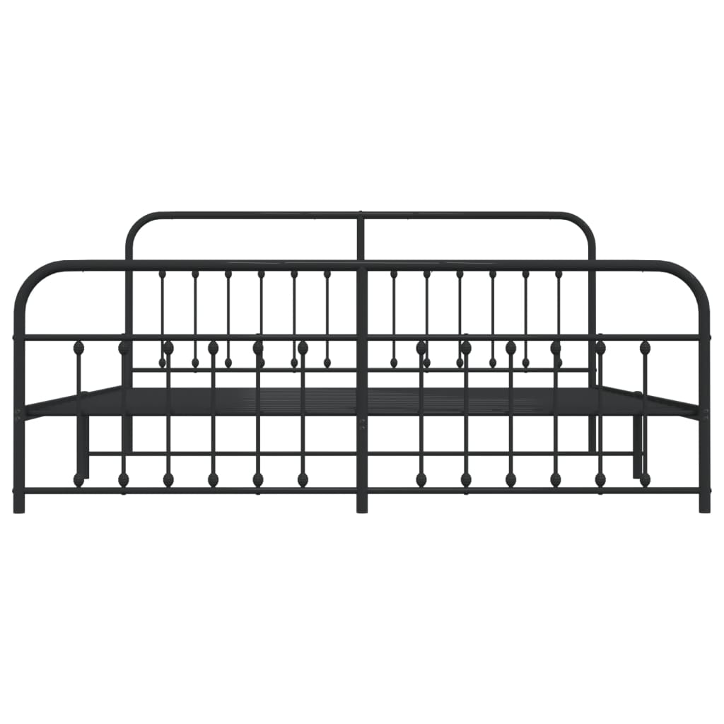 Bedframe Met Hoofd- En Voeteneinde Metaal 193 x 203 cm Zwart met hoofdbord & voetbord