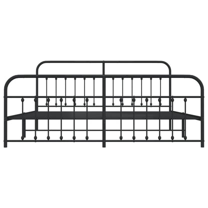 Bedframe Met Hoofd- En Voeteneinde Metaal 193 x 203 cm Zwart met hoofdbord & voetbord