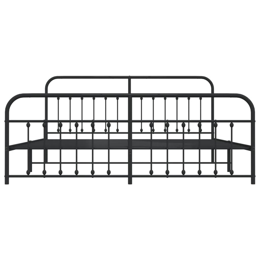Bedframe Met Hoofd- En Voeteneinde Metaal 193 x 203 cm Zwart met hoofdbord & voetbord