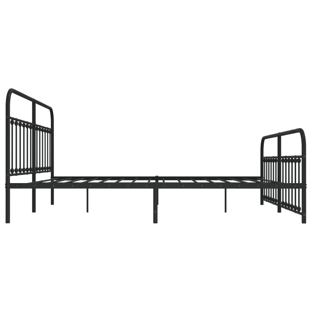 Bedframe Met Hoofd- En Voeteneinde Metaal 193 x 203 cm Zwart met hoofdbord & voetbord