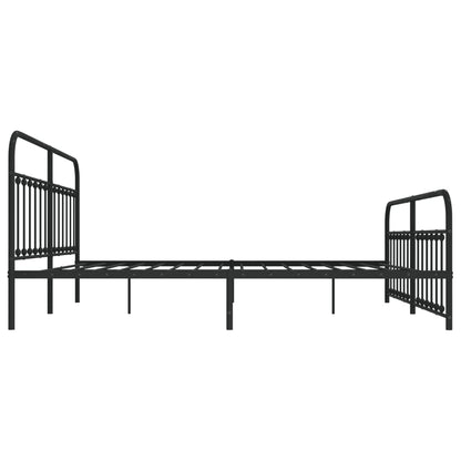 Bedframe Met Hoofd- En Voeteneinde Metaal 193 x 203 cm Zwart met hoofdbord & voetbord