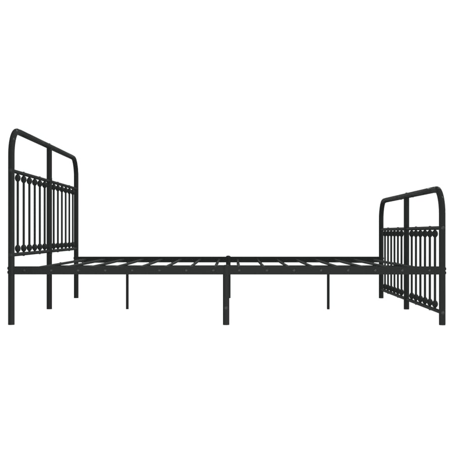 Bedframe Met Hoofd- En Voeteneinde Metaal 193 x 203 cm Zwart met hoofdbord & voetbord