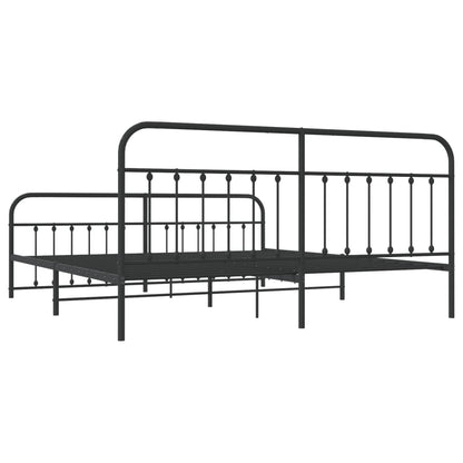 Bedframe Met Hoofd- En Voeteneinde Metaal 193 x 203 cm Zwart met hoofdbord & voetbord