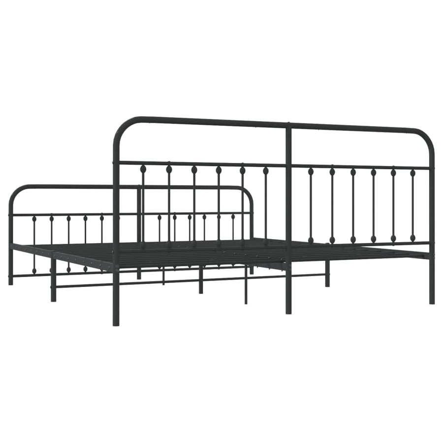 Bedframe Met Hoofd- En Voeteneinde Metaal 193 x 203 cm Zwart met hoofdbord & voetbord