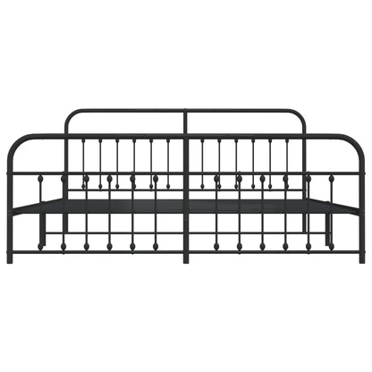 Bedframe Met Hoofd- En Voeteneinde Metaal 200 x 200 cm Zwart met hoofdbord & voetbord