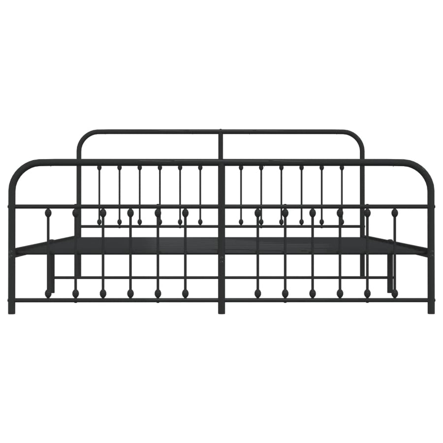 Bedframe Met Hoofd- En Voeteneinde Metaal 200 x 200 cm Zwart met hoofdbord & voetbord