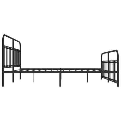 Bedframe Met Hoofd- En Voeteneinde Metaal 200 x 200 cm Zwart met hoofdbord & voetbord