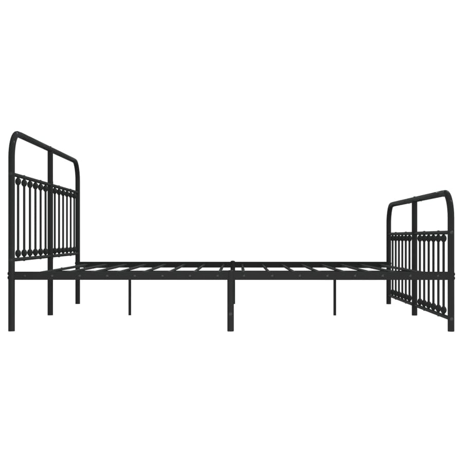 Bedframe Met Hoofd- En Voeteneinde Metaal 200 x 200 cm Zwart met hoofdbord & voetbord