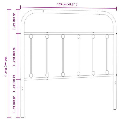Vervangend hoofdbord metaal zwart 100 cm