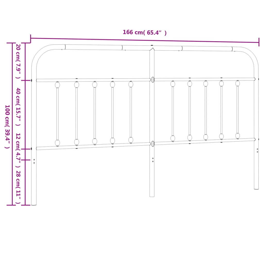 Hoofdbord Metaal Zwart 160 Cm